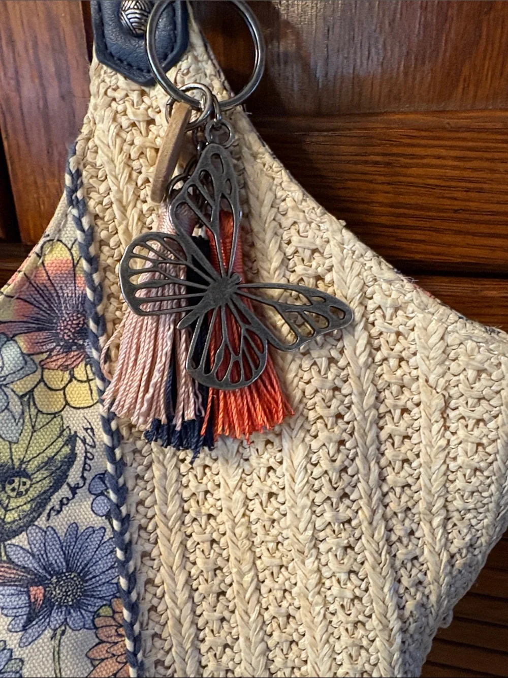 Sakroots Cream Crochet Shoulder Bag with Multicolor Floral Print